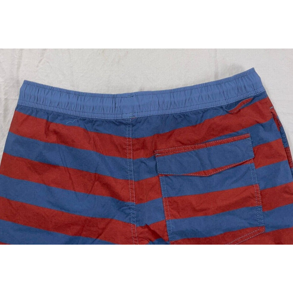 Brixton Elastic Waist Pull On Swim, Board Shorts. Blue/Burgundy Stripe, Size M. - Picture 5 of 5